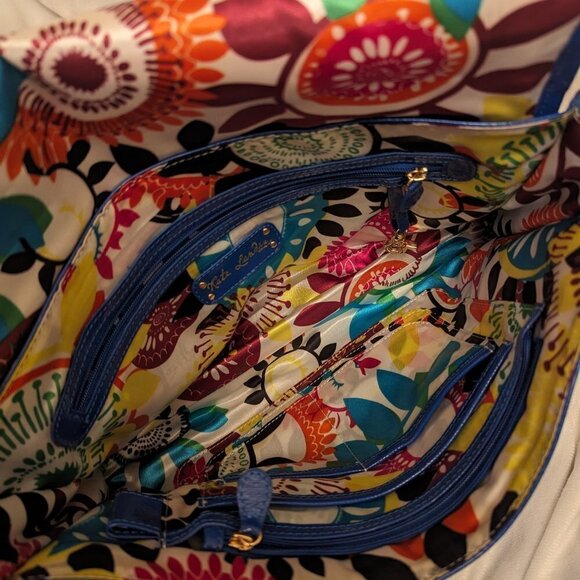 Kate Landry bright blue handbag - bright floral lining - Picture 7 of 13